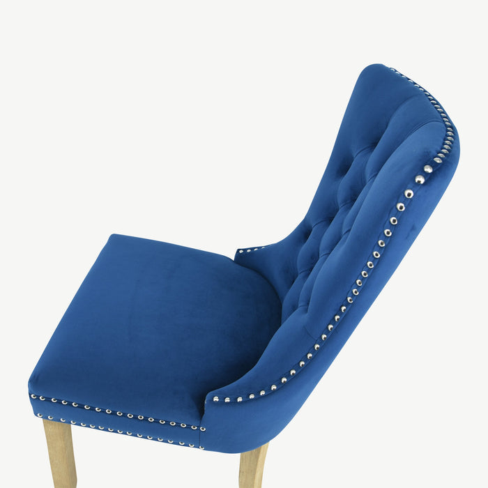 Kacey Chair - Navy Velvet - Brushed Leg