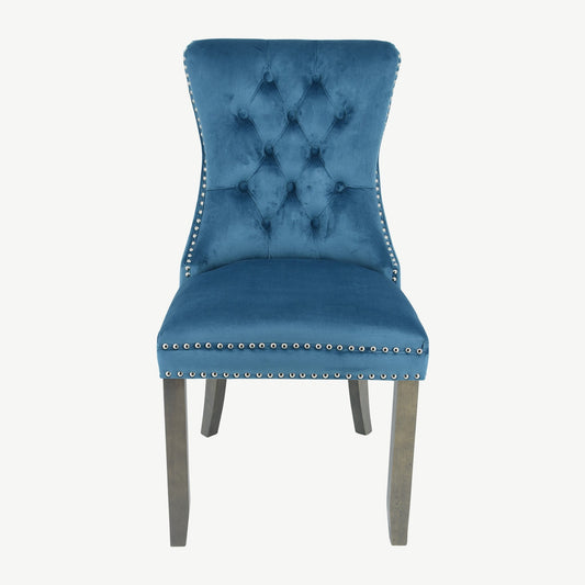Kacey Chair - Teal Velvet - Antique Leg