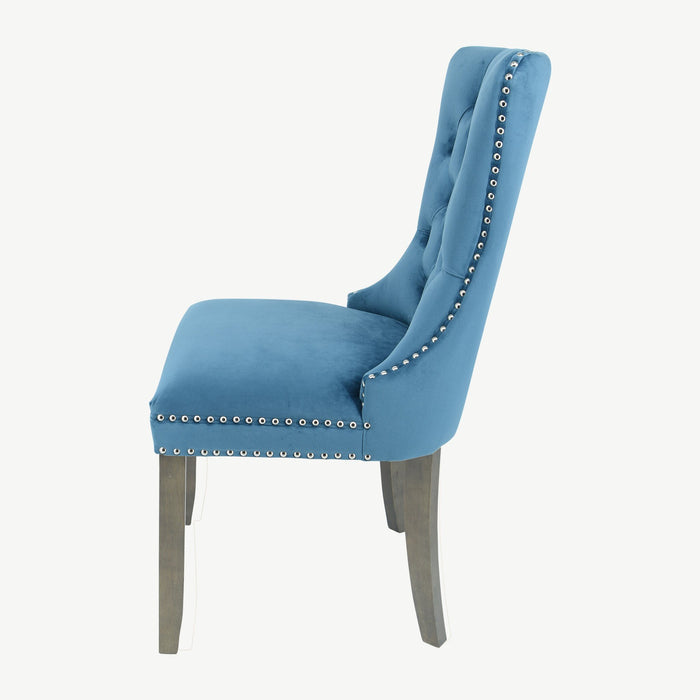 Kacey Chair - Teal Velvet - Antique Leg