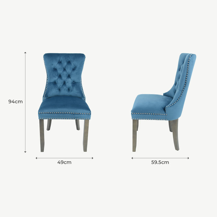 Kacey Chair - Teal Velvet - Antique Leg