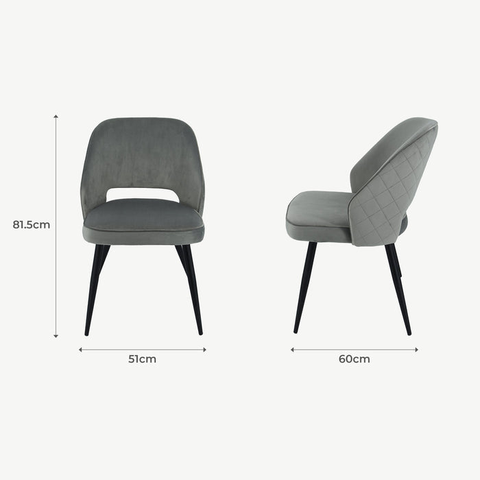 Sutton Chair - Grey/Silver Velvet