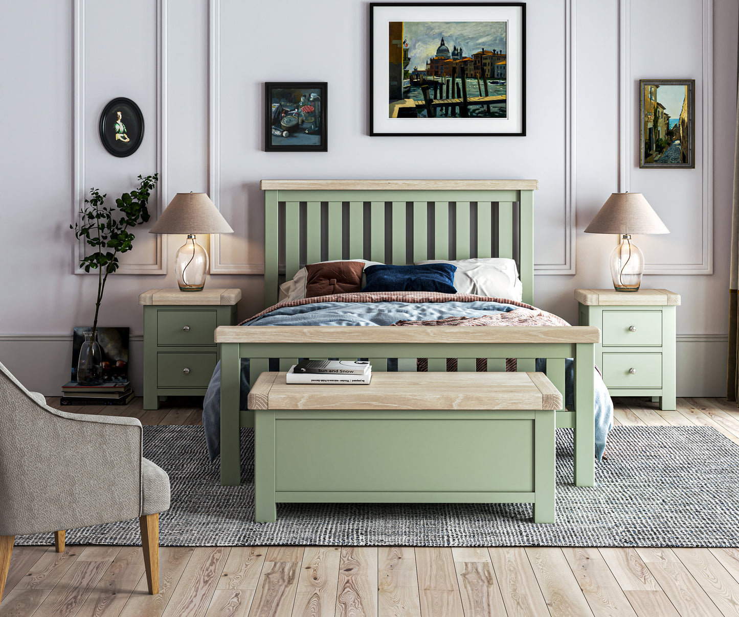 Salcombe 4'6, 5' & 6' Beds - Sage