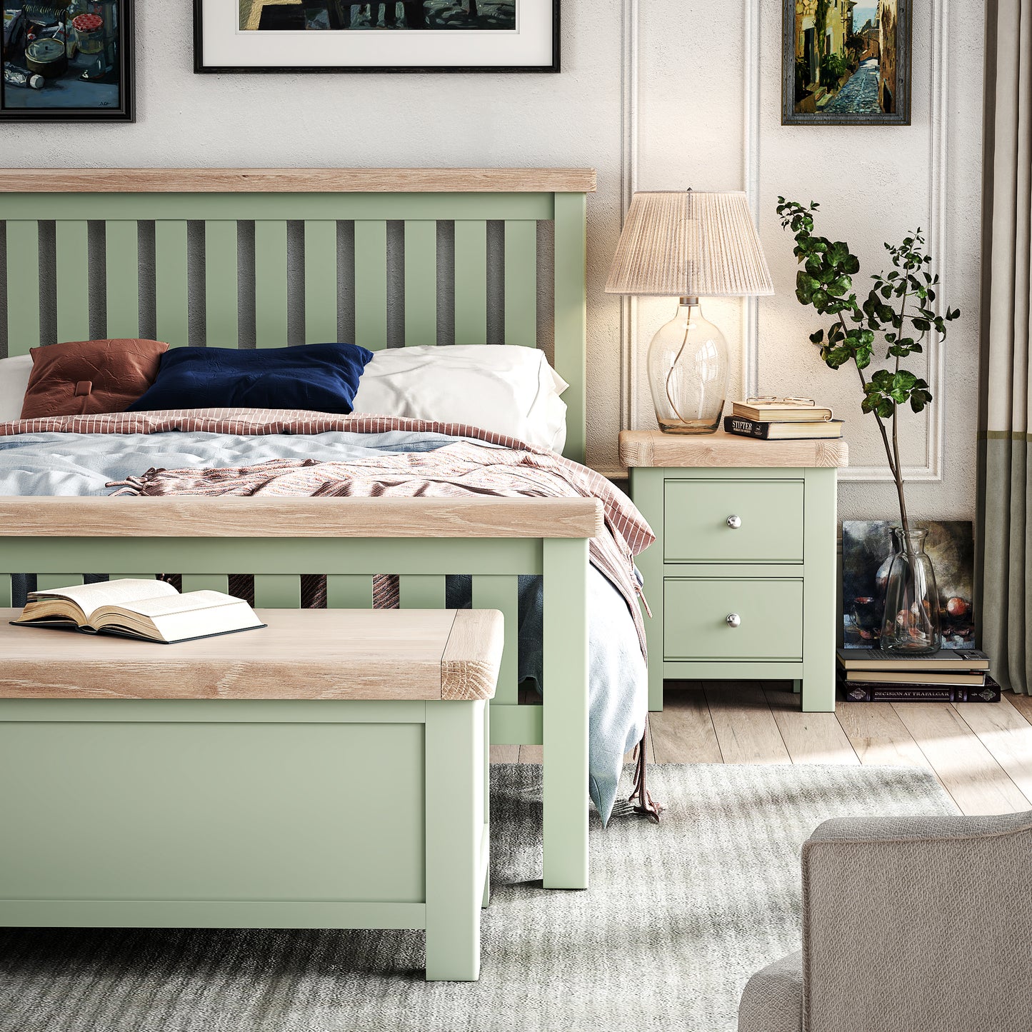 Salcombe 4'6, 5' & 6' Beds - Sage