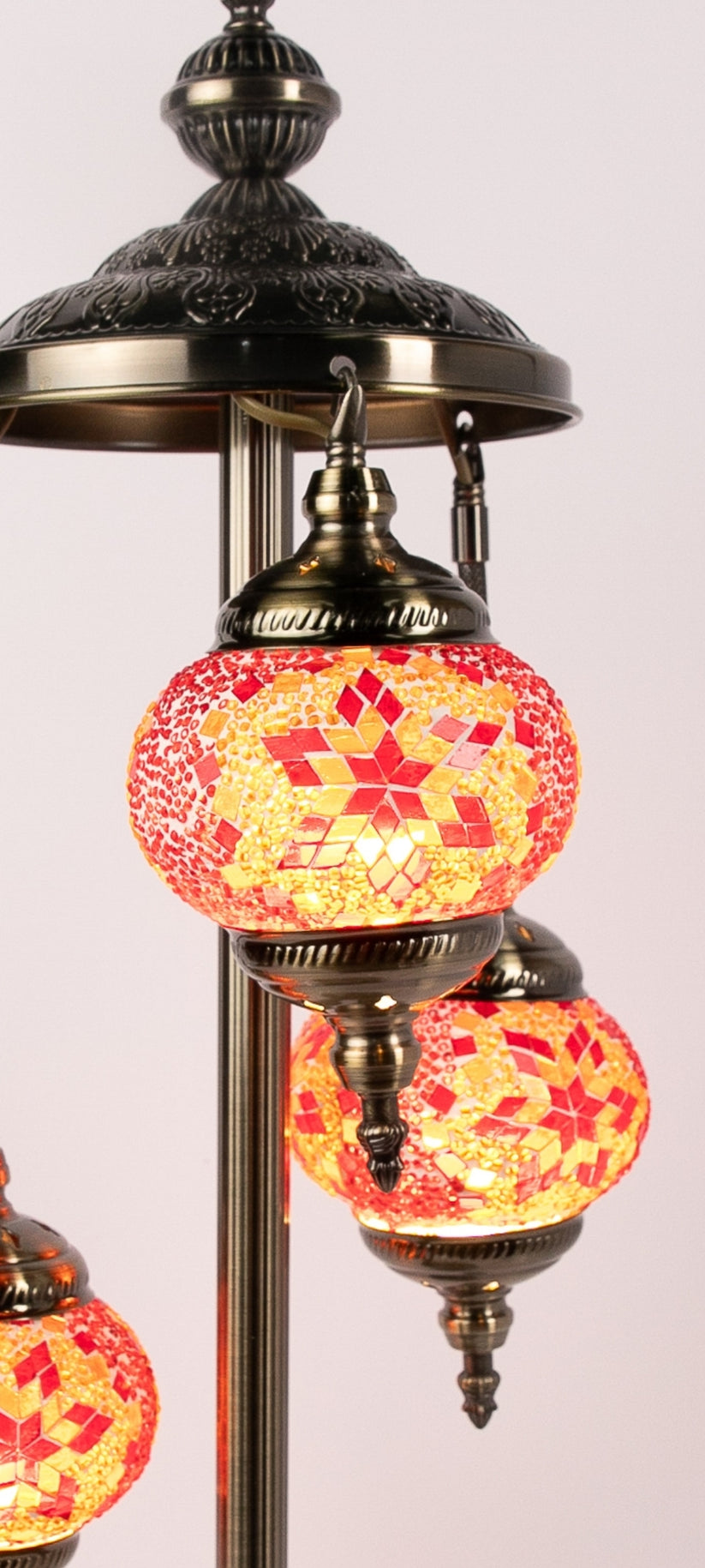 3 Globe Moroccan Table Lamp (Red/Orange Star)