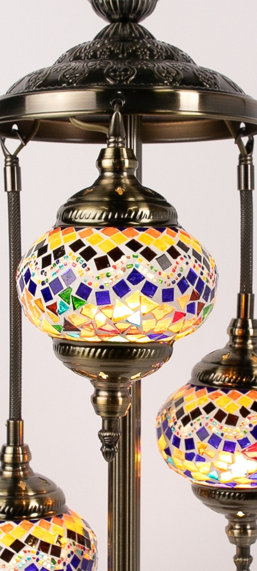 3 Globe Moroccan Table Lamp (Orange/Blue/Brown Waves)