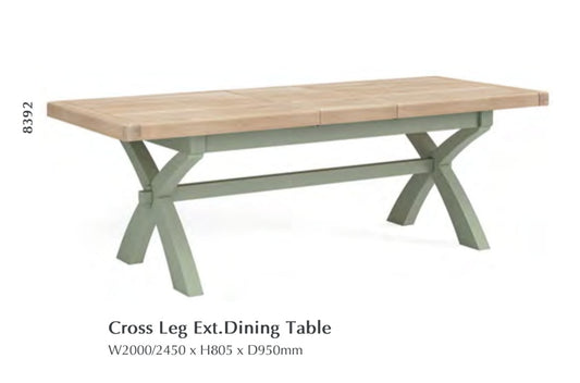 Salcombe Cross Leg Ext. Dining Table - Sage