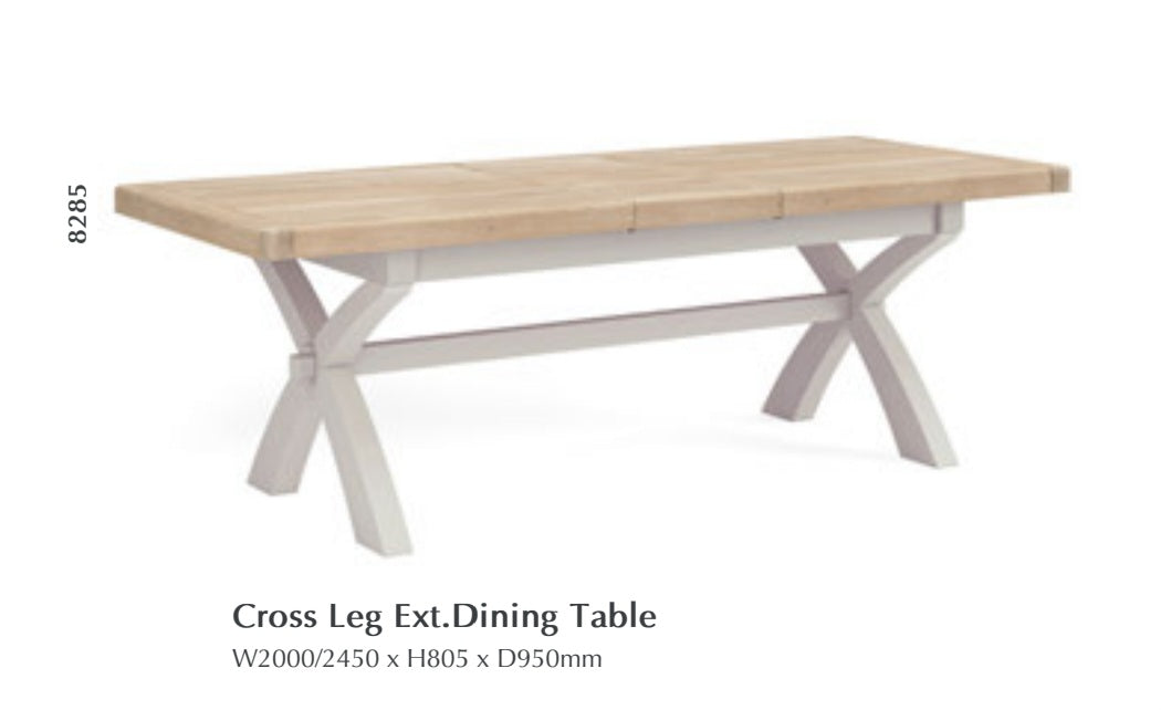 Salcombe Cross Leg Ext. Dining Table - Stone