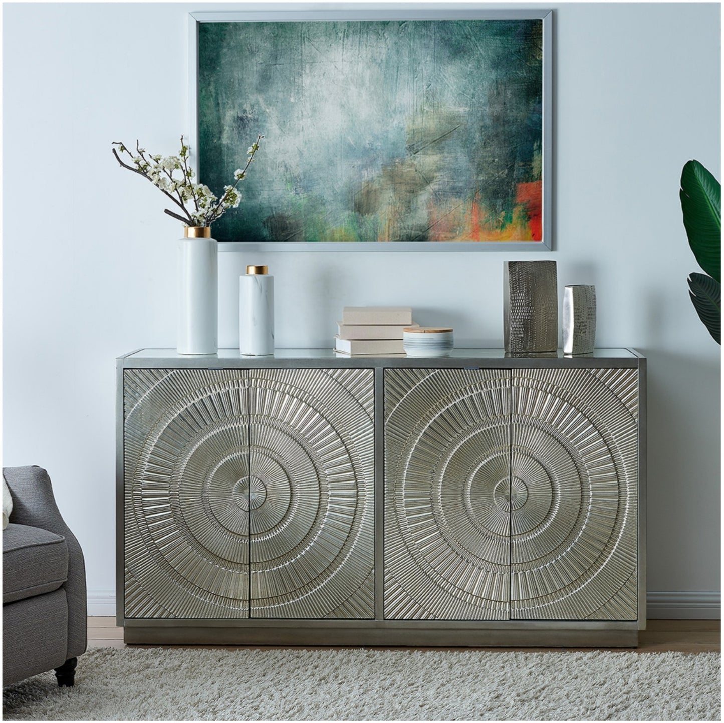 Frenso 4 Door Sideboard - Silver