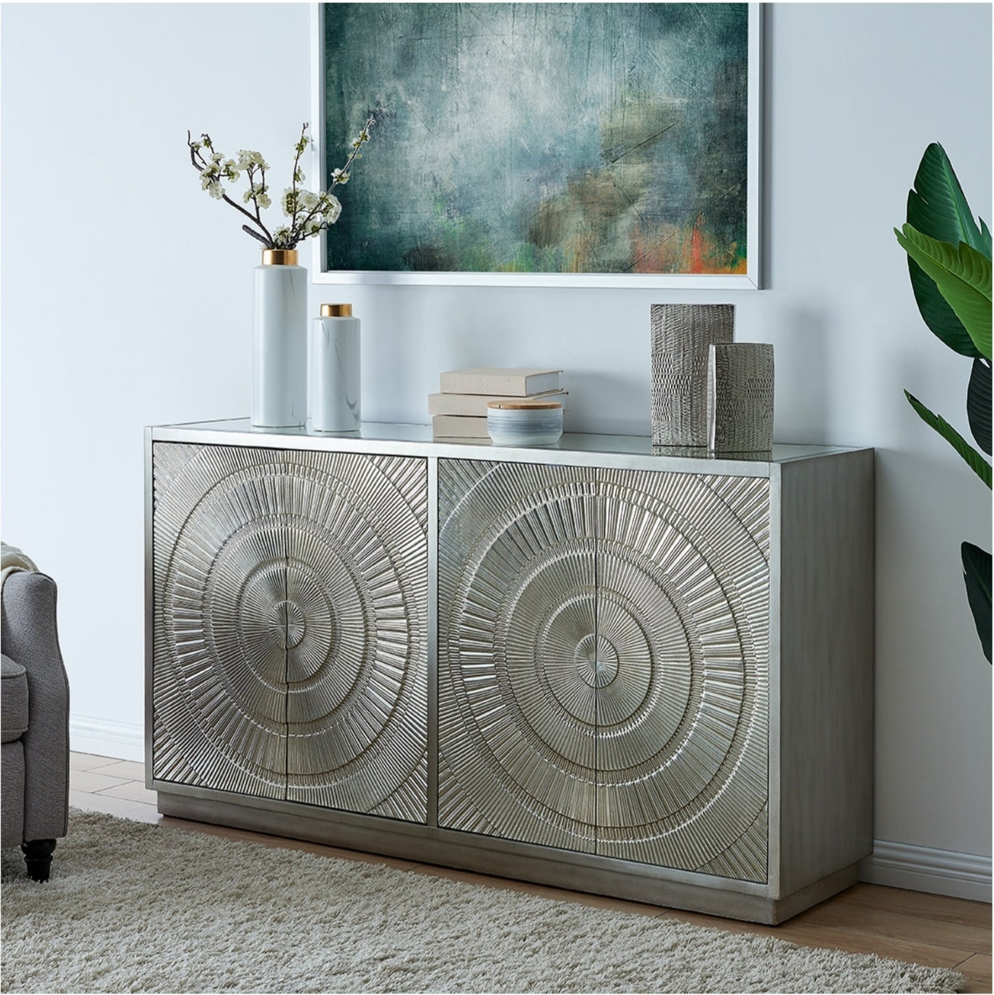 Frenso 4 Door Sideboard - Silver