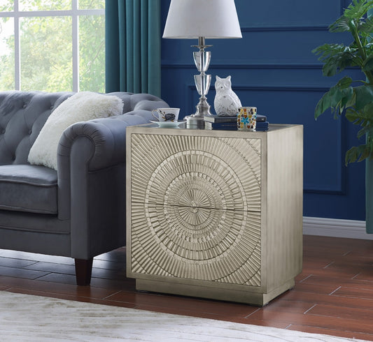 Frenso 2 Drawer Side Table-Silver