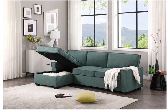 Havar Corner Sofa Bed with Storage - Teal