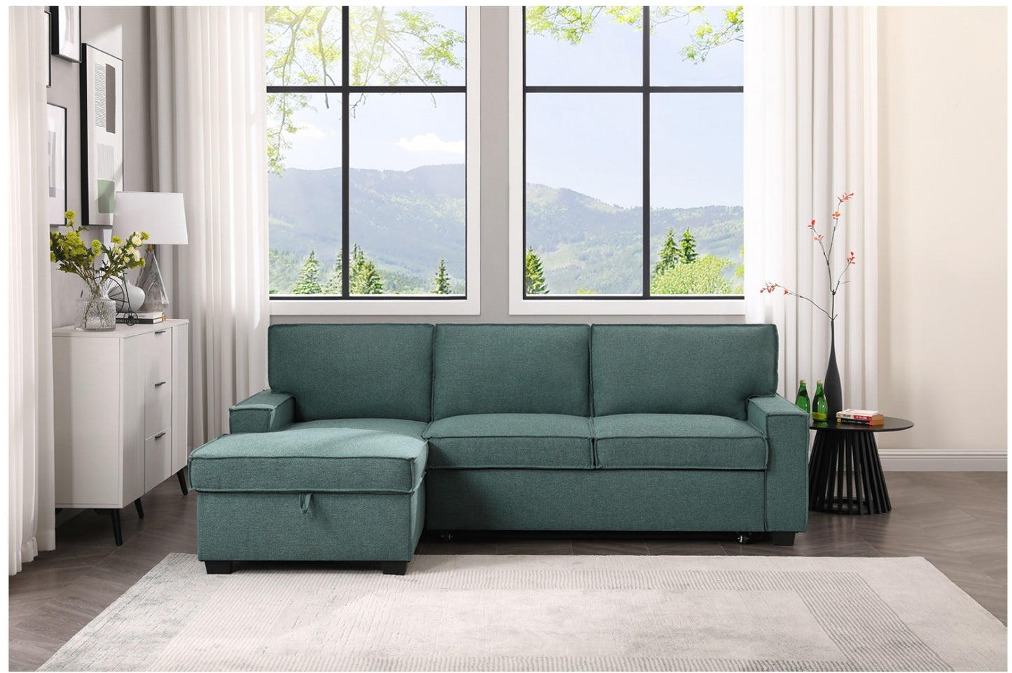 Havar Corner Sofa Bed with Storage - Teal