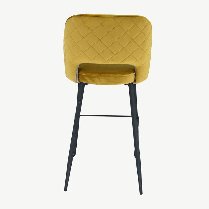 Sutton Bar Stool Mustard Velvet