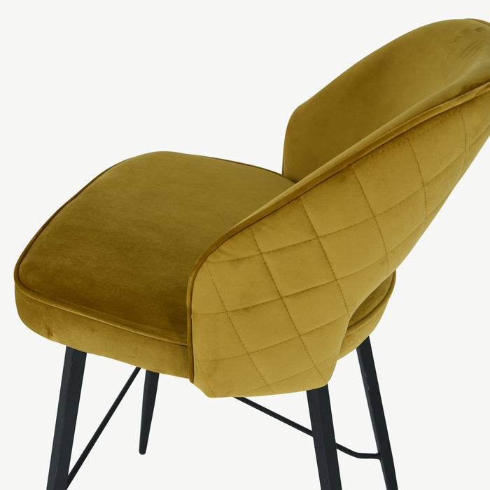 Sutton Bar Stool Mustard Velvet