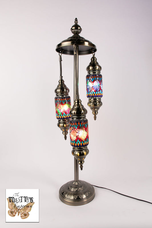 3 Lantern Moroccan Table Lamp (Stained Glass)