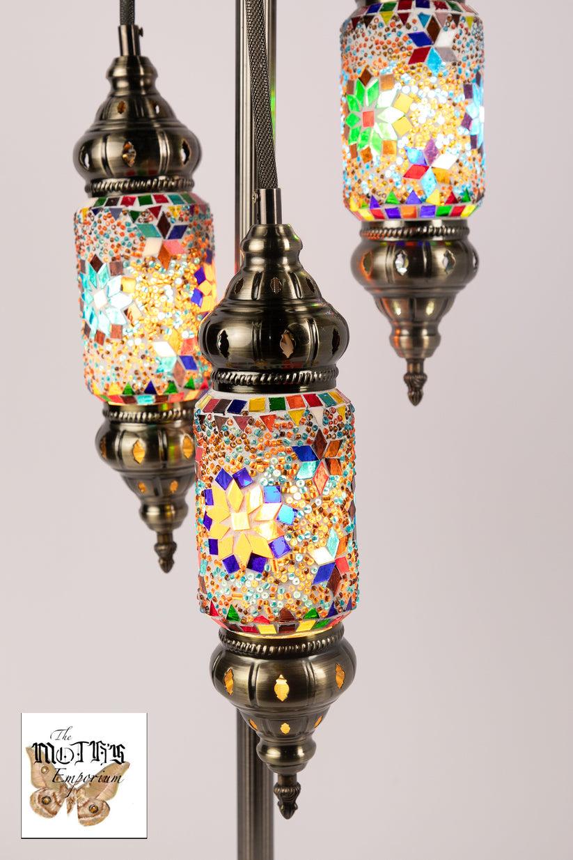 3 Lantern Moroccan Table Lamp (Multicoloured Stars)