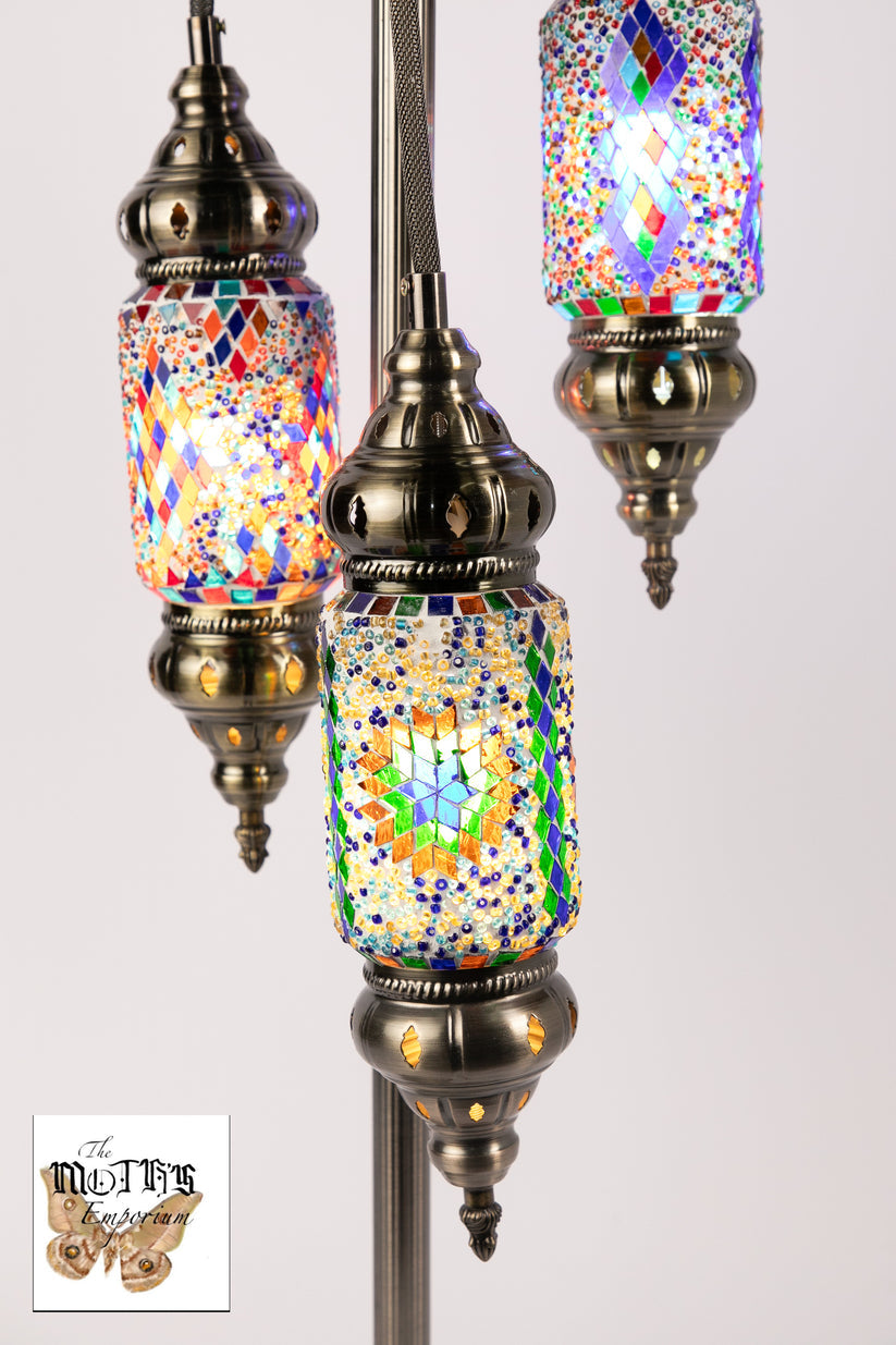 3 Lantern Moroccan Table Lamp (Multicoloured Mixed)