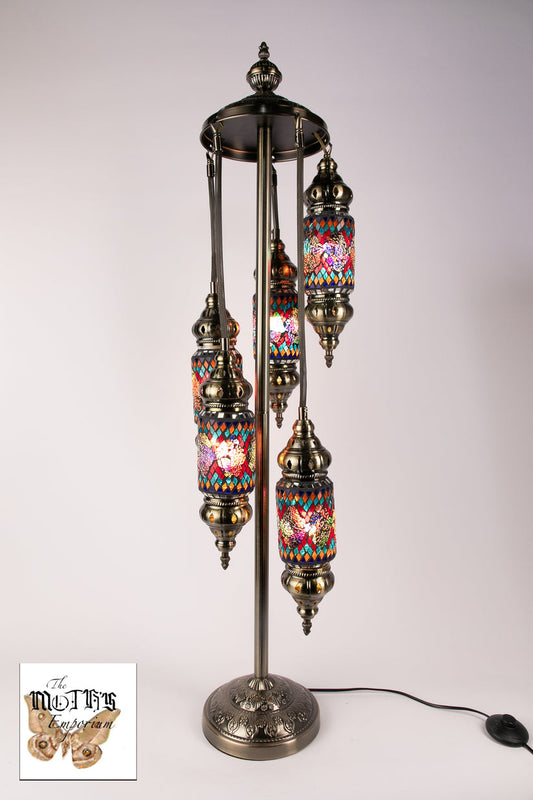 5 Lantern Moroccan Table Lamp (Stained Glass)