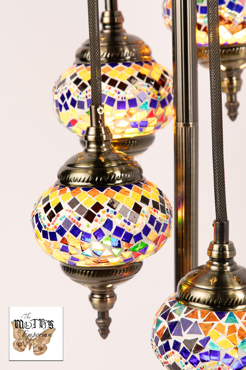 5 Globe Moroccan Table Lamp (Orange/Blue/Brown Waves)