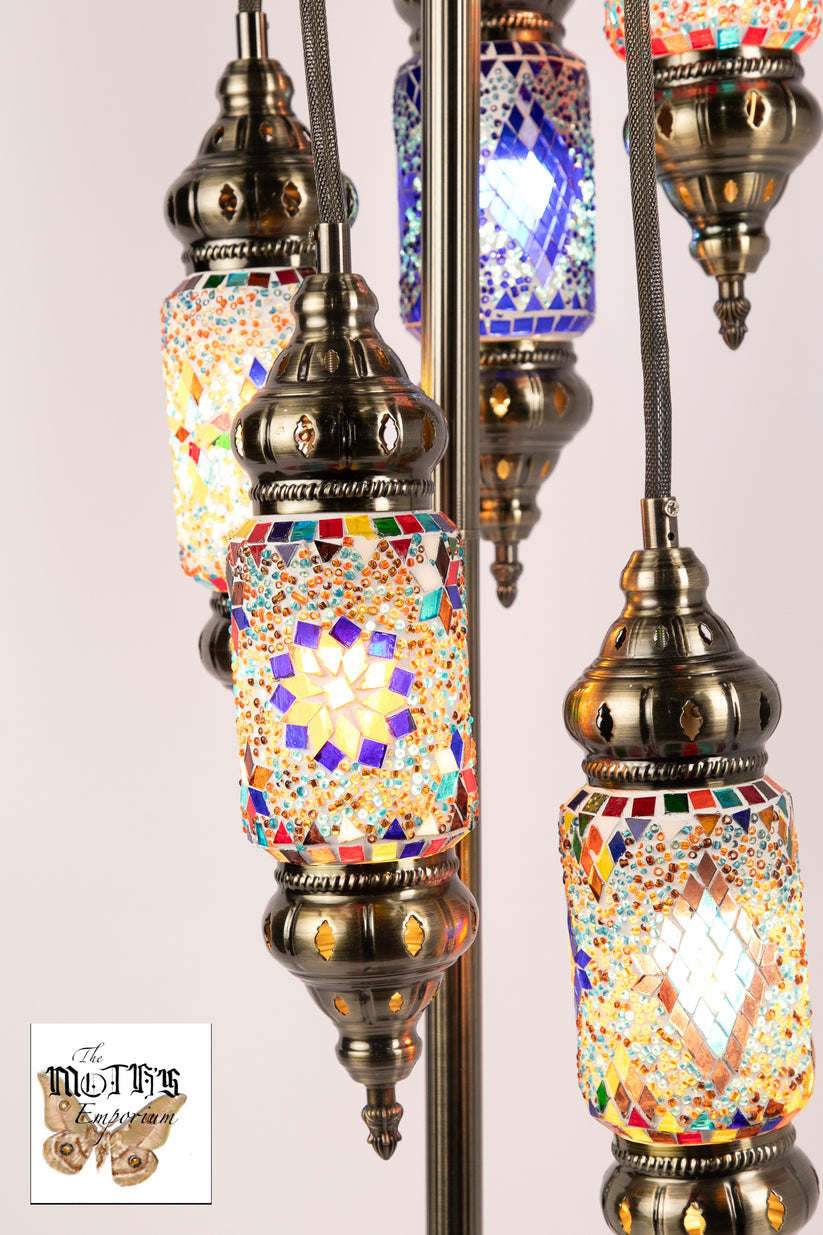 5 Lantern Moroccan Table Lamp (Multicoloured Mixed)