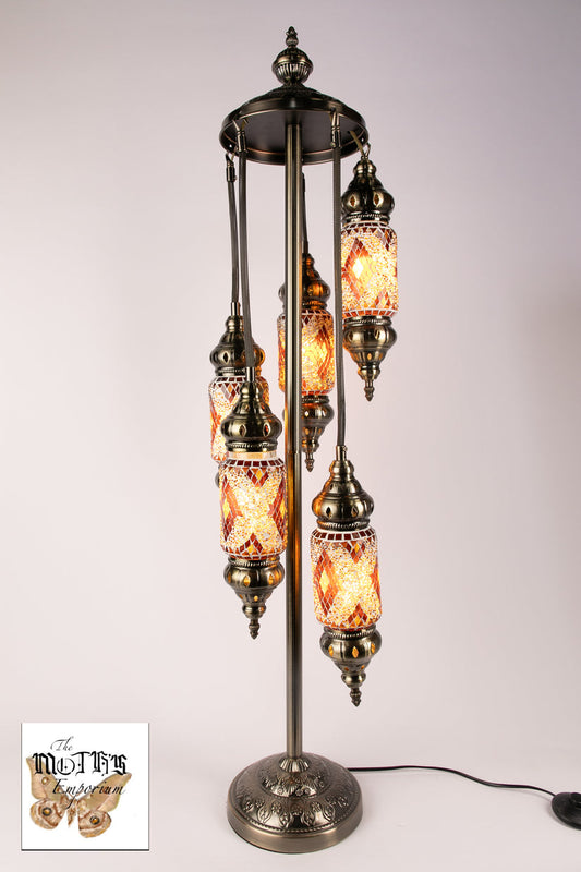 5 Lantern Moroccan Table Lamp (Brown Diamonds)