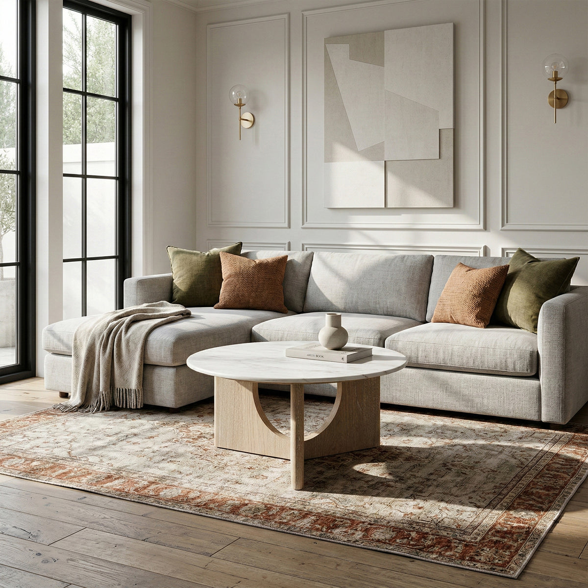Portobello Round Coffee Table - Travertine Top