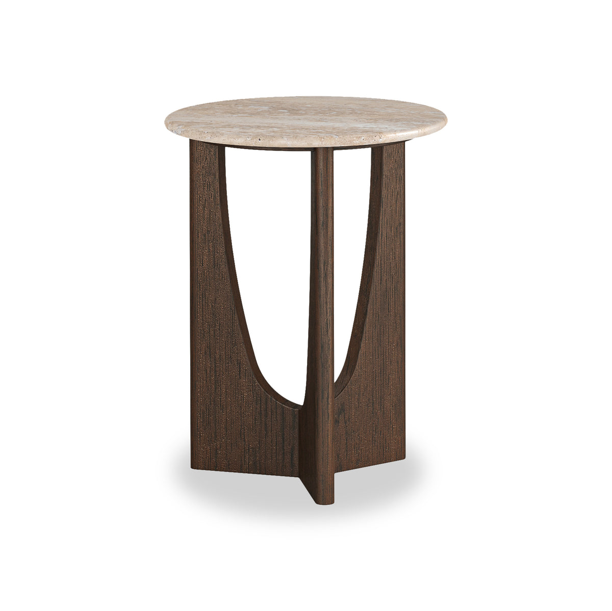 California Round Side Table - Travertine Top