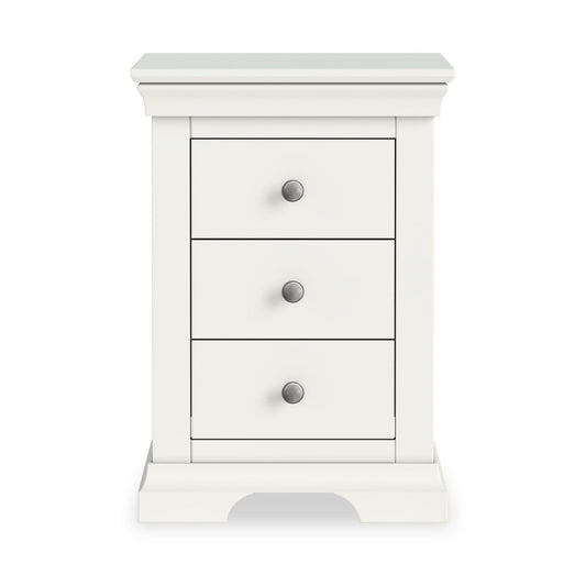 Burgundy 3 Drawer Bedside - White