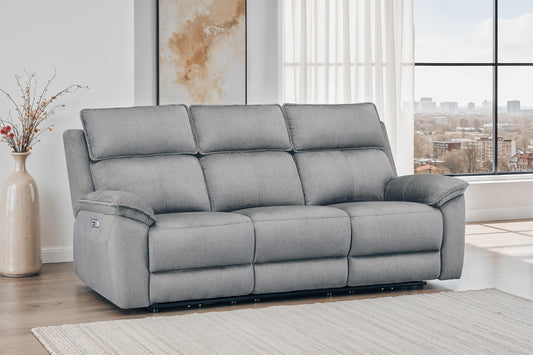 Blaine 3 Seater Electric Recliner - Greige