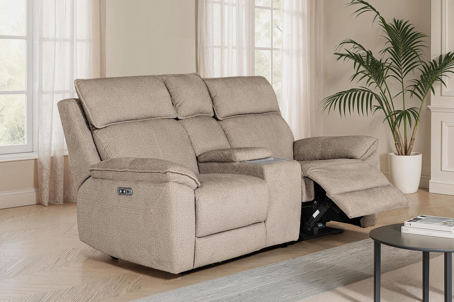 Blaine 2 Seater with Console - Latte