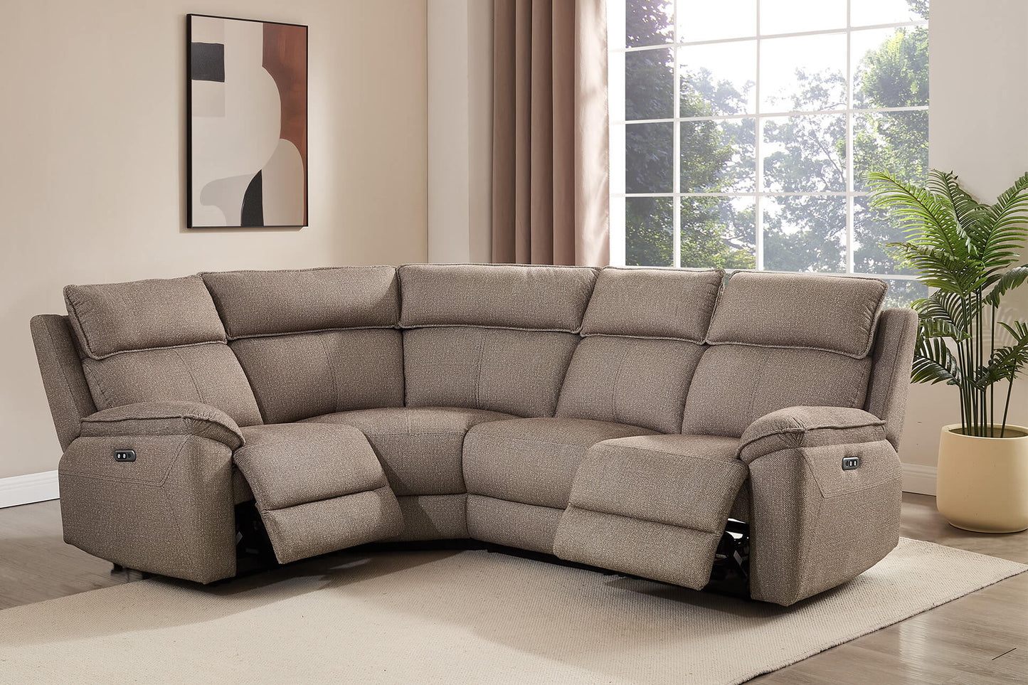 Blaine Corner Group Electric Recliner - Latte