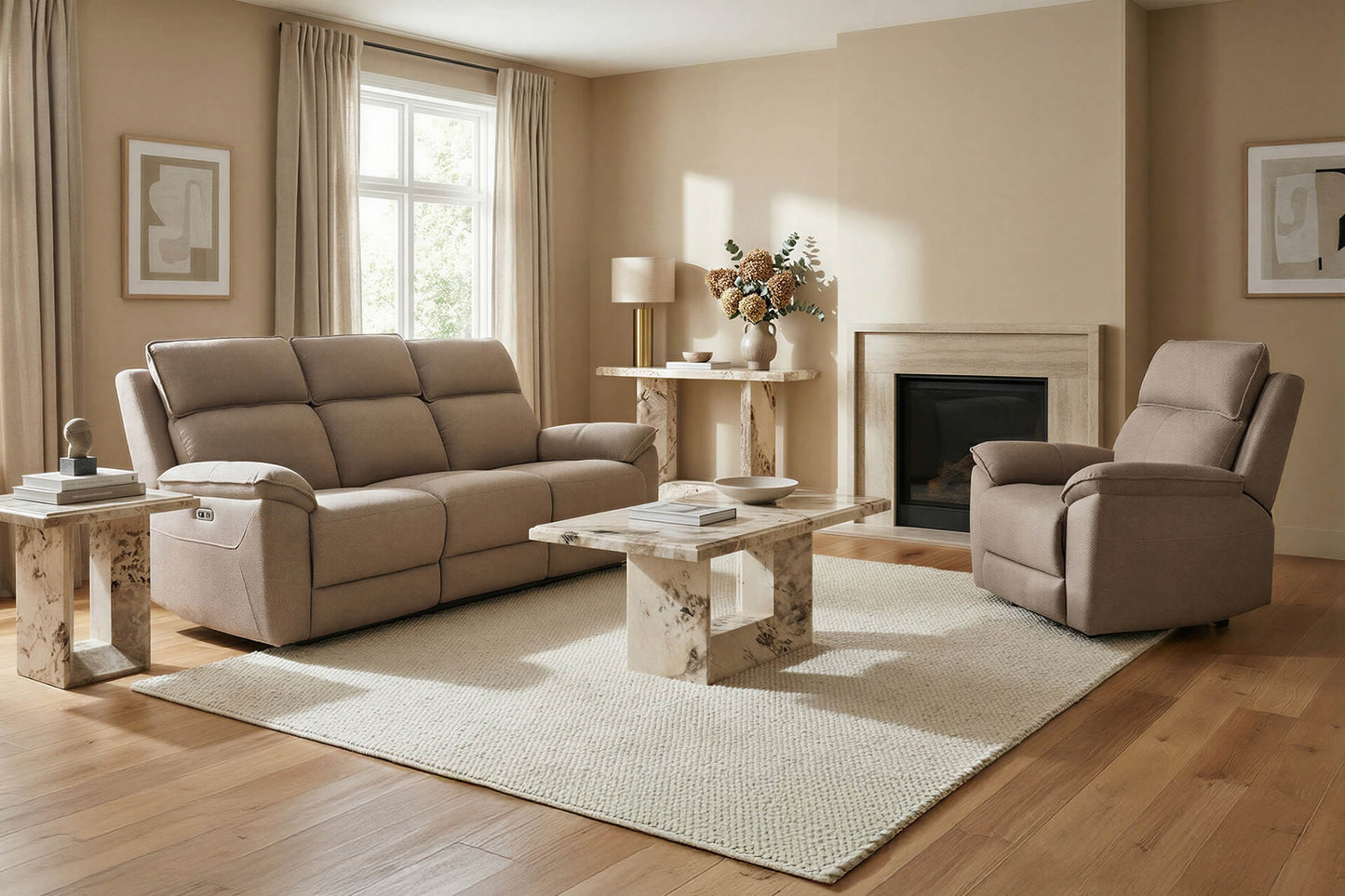 Blaine 1 Seater Electric Recliner - Latte