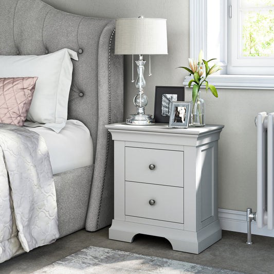 Burgundy 2 Drawer Bedside - Grey