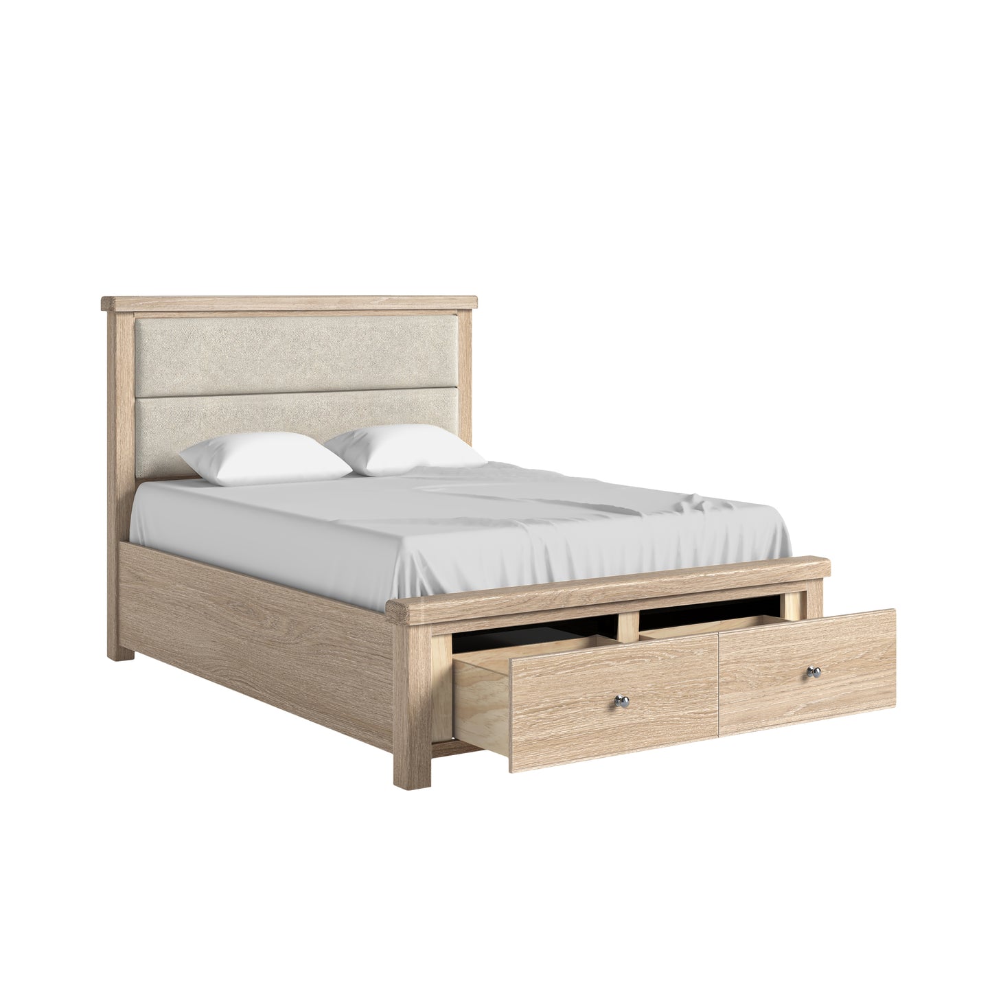 Normandy Beds - Cream Herringbone - White Wash