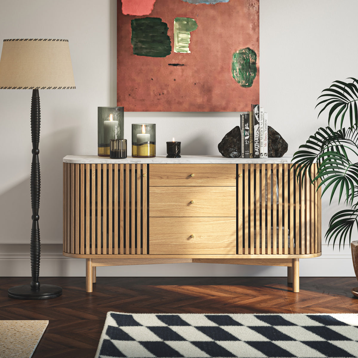 SOHO Marble Large Sideboard with DRWRS - Natural