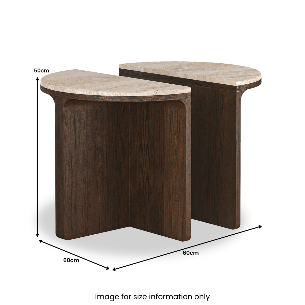 California Half Moon Nest of Tables - Travertine Top