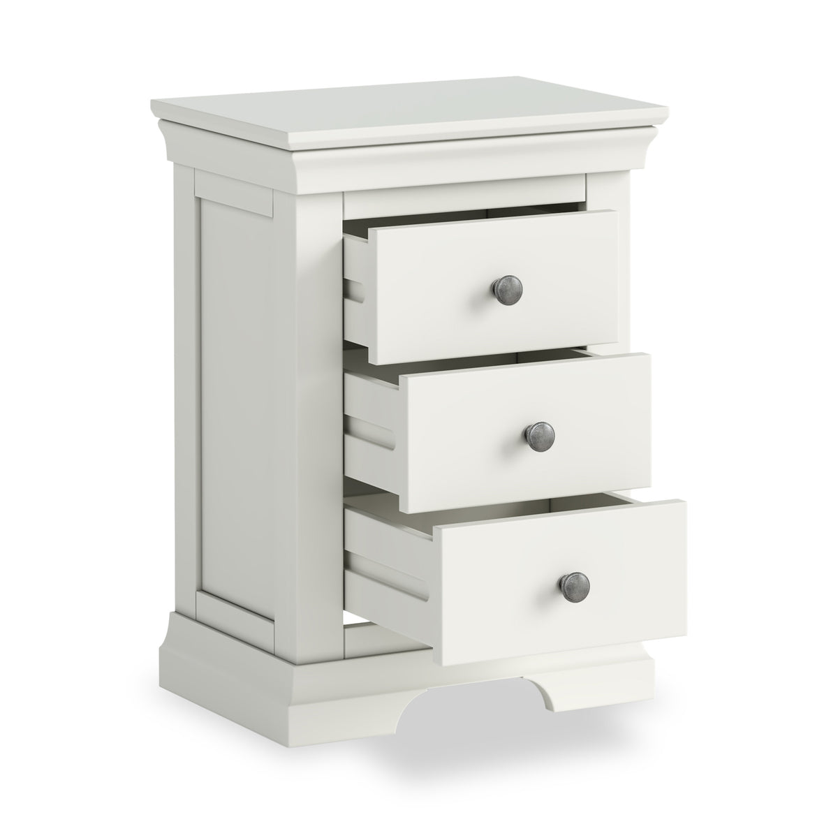 Burgundy 3 Drawer Bedside - White