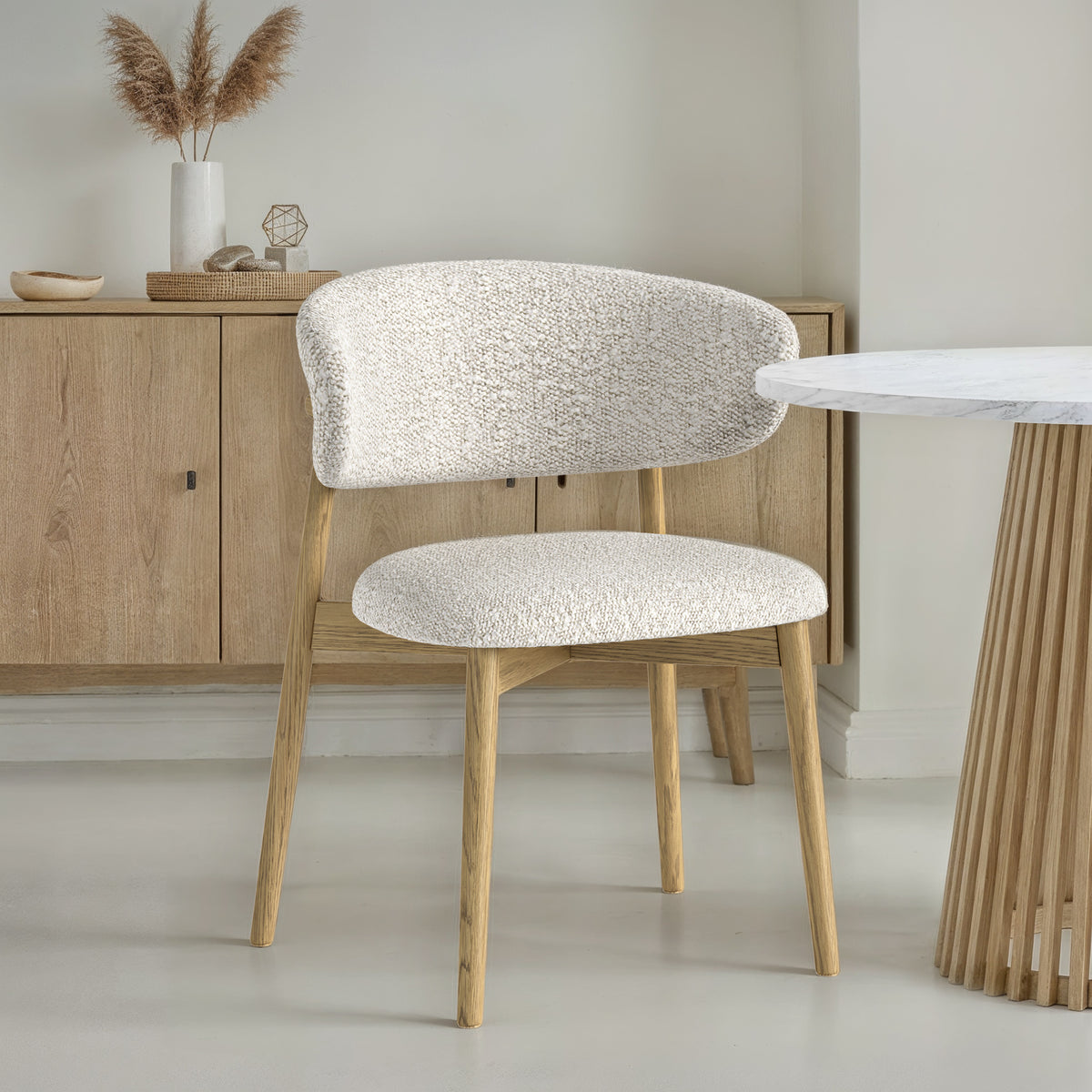 Phoenix Dining Chair - White Boucle