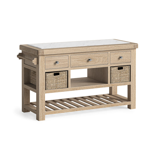 Normandy Large Kitchen Island - White Wash