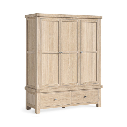 Normandy Triple Wardrobe - White Wash