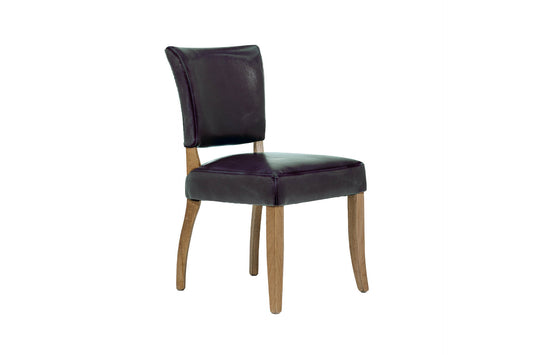 Duke Leather Dining Chair - Ink Blue
