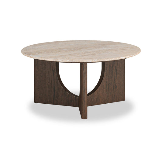 California Round Coffee Table - Travertine Top