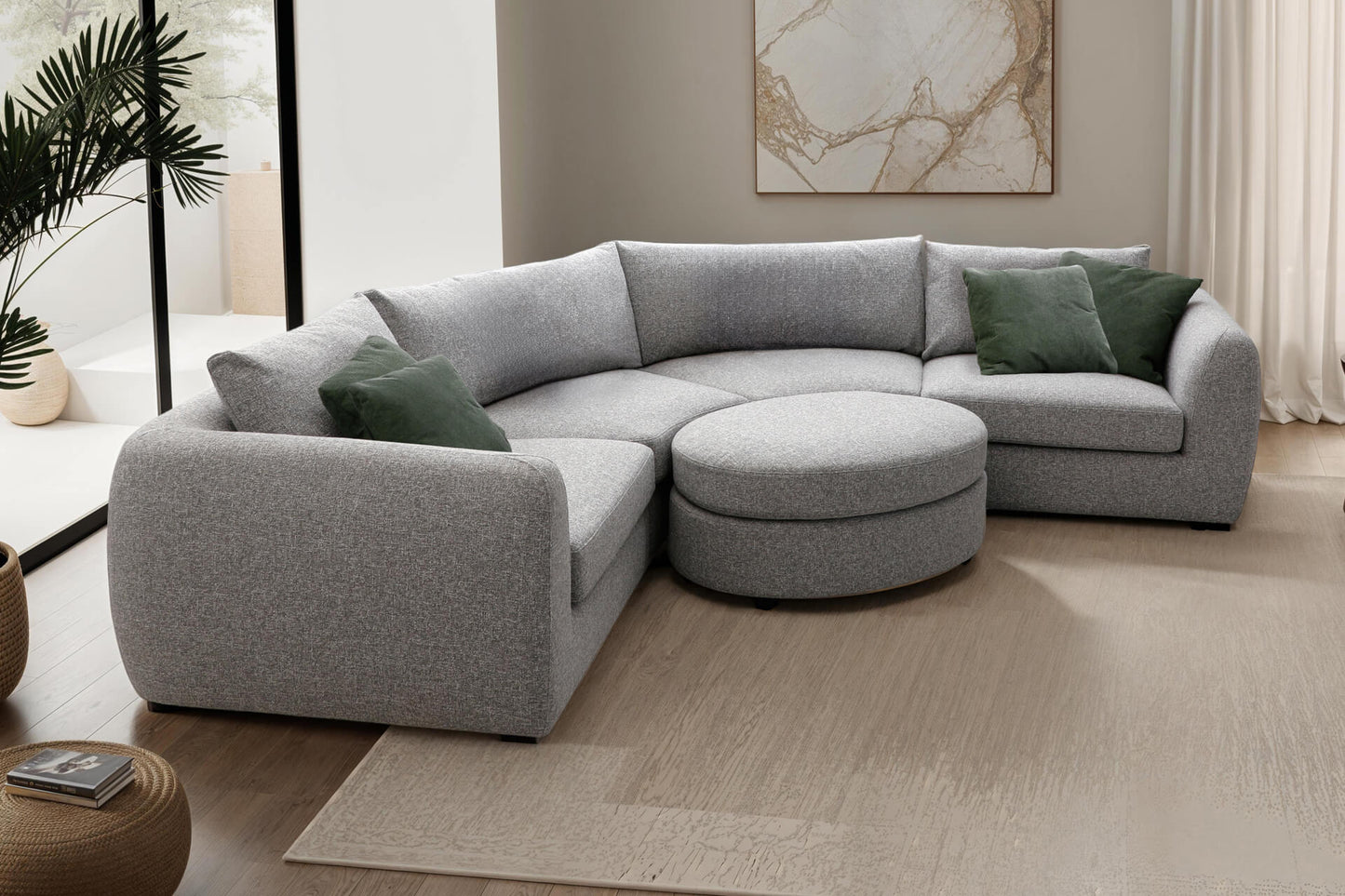 Spencer Curved Corner Sofa - Grey