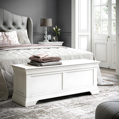 Burgundy Blanket Box - White