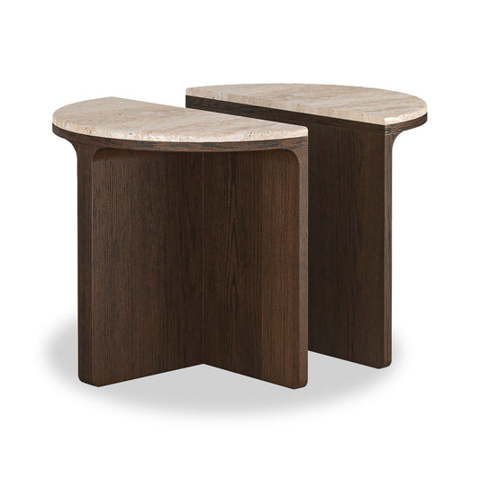 California Half Moon Nest of Tables - Travertine Top