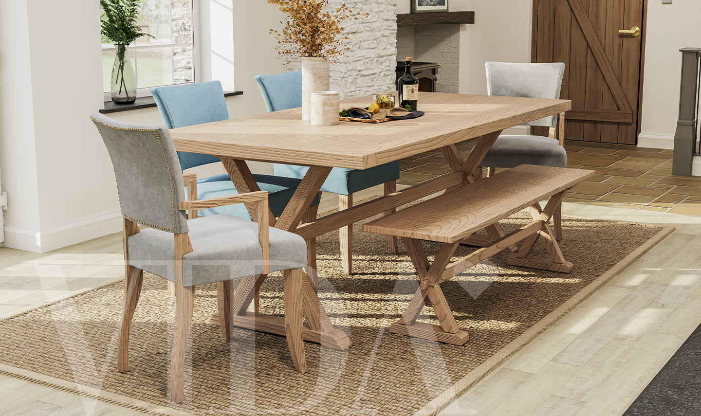 Duke Dining Chair - Blue Velvet