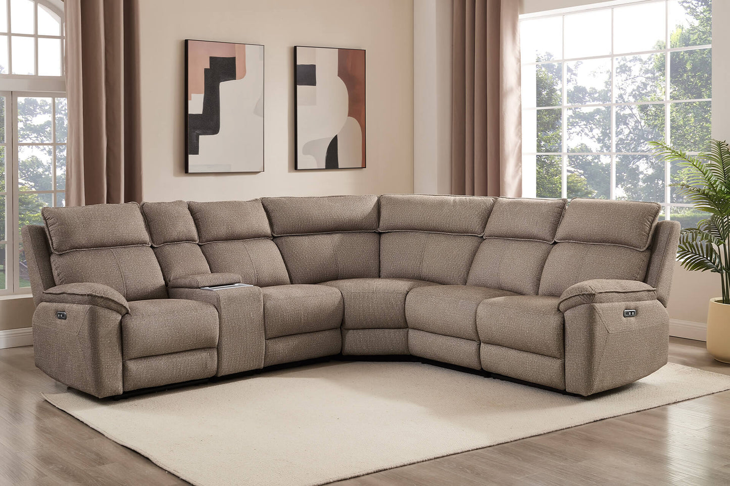 Blaine Corner Group Electric Recliner - Latte