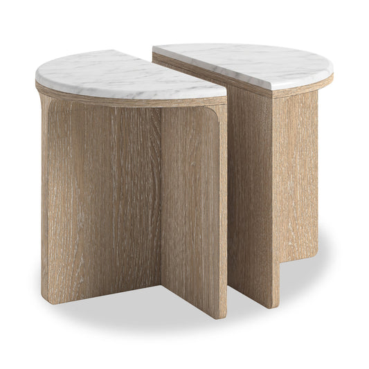 Portobello Half Moon Nest of Tables - Travertine Top