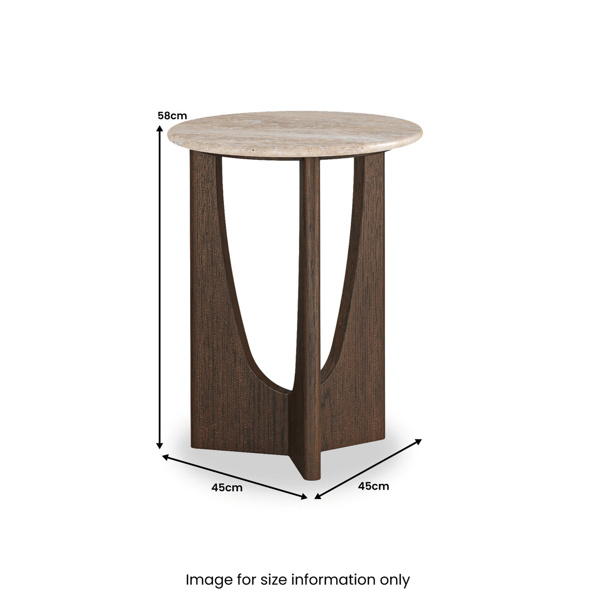 California Round Side Table - Travertine Top