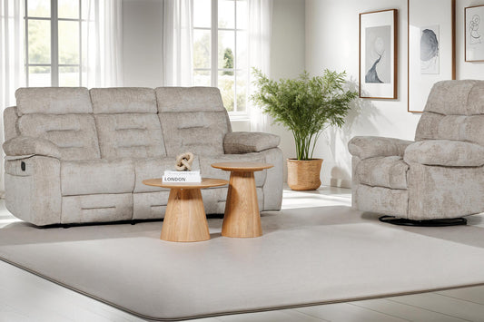 Wilbur 3 Seater Manual Recliner - Latte